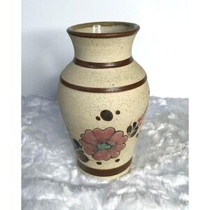 Vtg Gardiel‎ Mexico Hand Painted Floral Ceramic Vase Sandstone Pottery Signed 7"